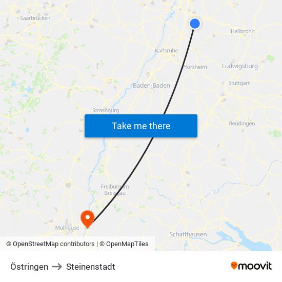 Östringen to Steinenstadt map