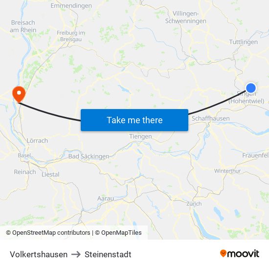 Volkertshausen to Steinenstadt map