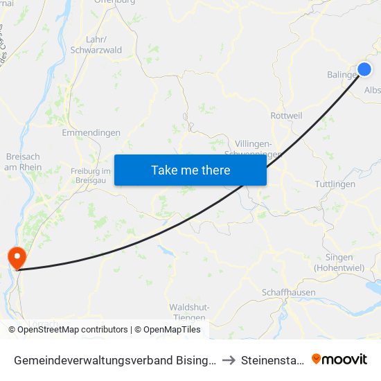 Gemeindeverwaltungsverband Bisingen to Steinenstadt map