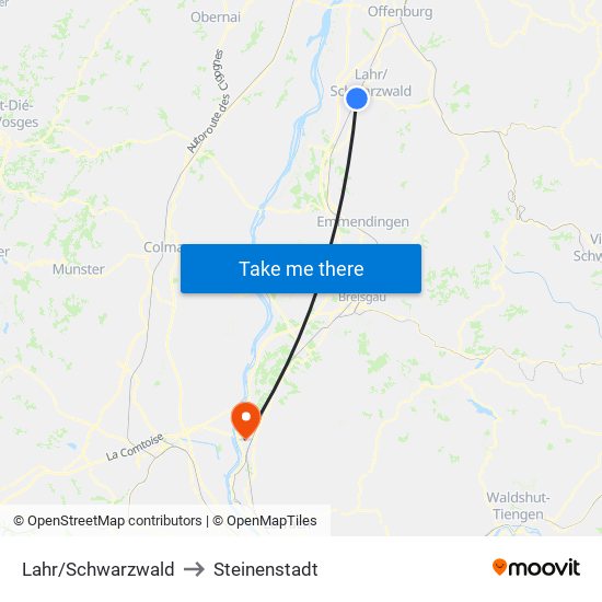 Lahr/Schwarzwald to Steinenstadt map