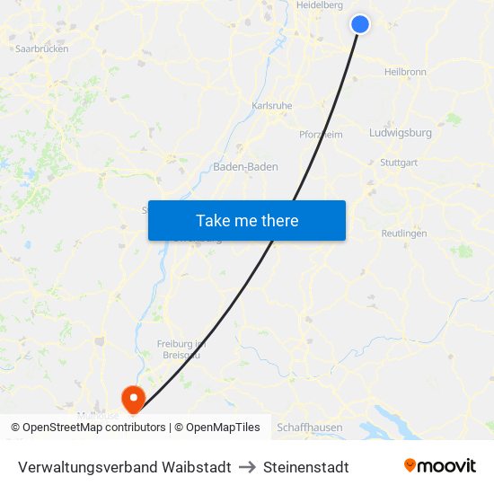 Verwaltungsverband Waibstadt to Steinenstadt map