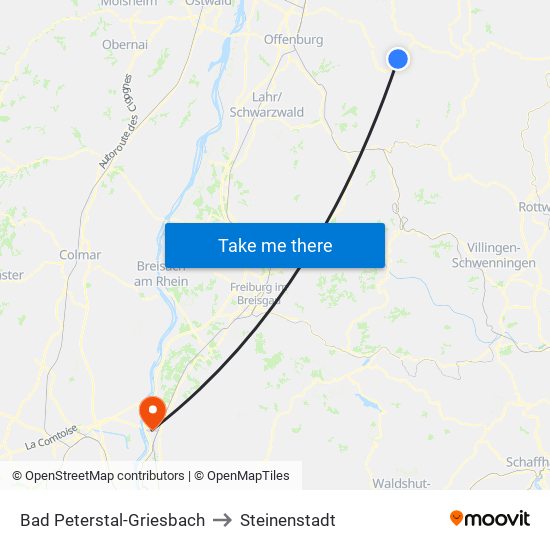 Bad Peterstal-Griesbach to Steinenstadt map