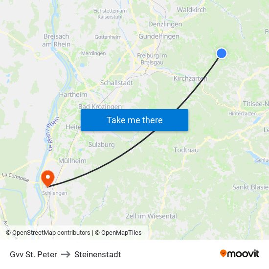 Gvv St. Peter to Steinenstadt map