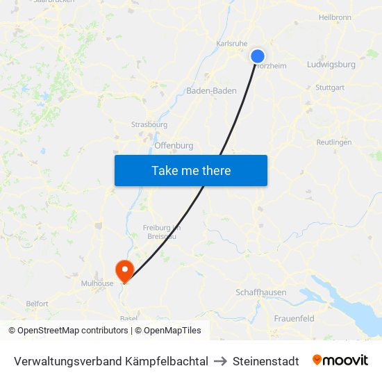 Verwaltungsverband Kämpfelbachtal to Steinenstadt map