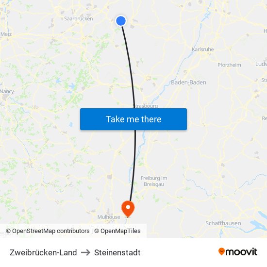 Zweibrücken-Land to Steinenstadt map