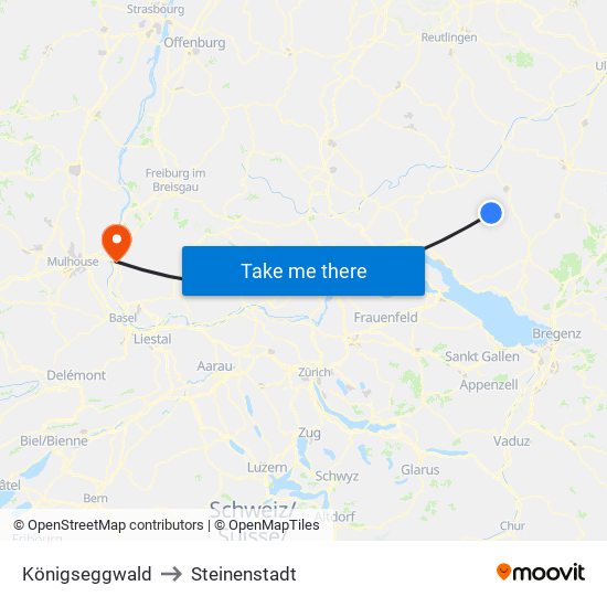 Königseggwald to Steinenstadt map