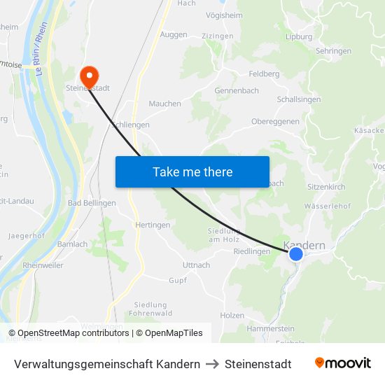 Verwaltungsgemeinschaft Kandern to Steinenstadt map