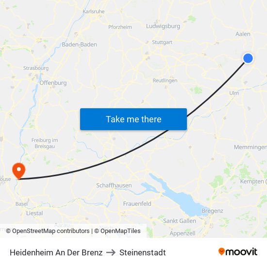 Heidenheim An Der Brenz to Steinenstadt map