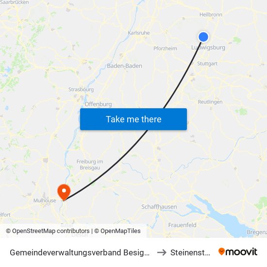 Gemeindeverwaltungsverband Besigheim to Steinenstadt map