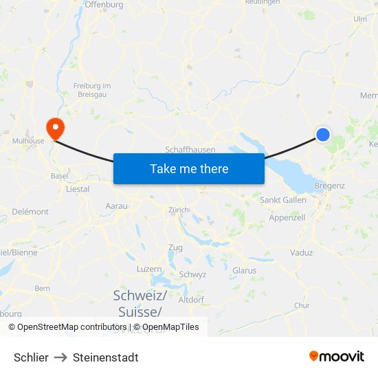 Schlier to Steinenstadt map