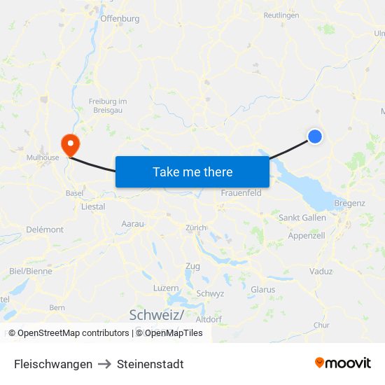 Fleischwangen to Steinenstadt map