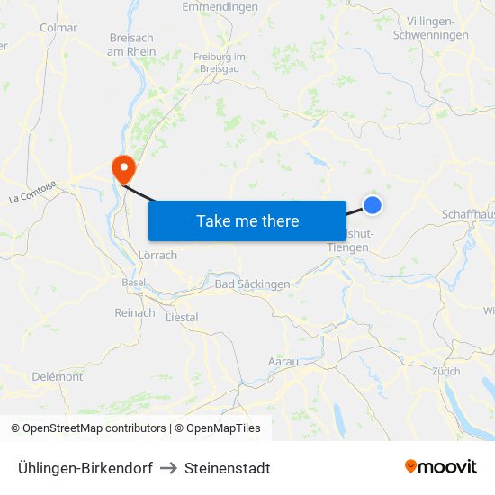 Ühlingen-Birkendorf to Steinenstadt map