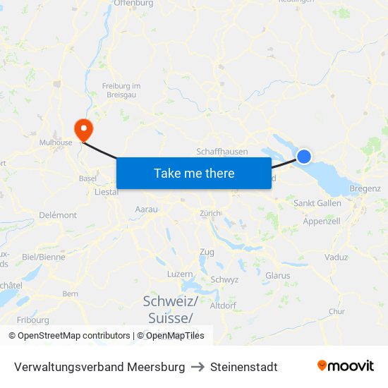 Verwaltungsverband Meersburg to Steinenstadt map