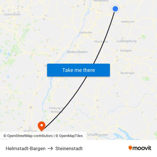 Helmstadt-Bargen to Steinenstadt map