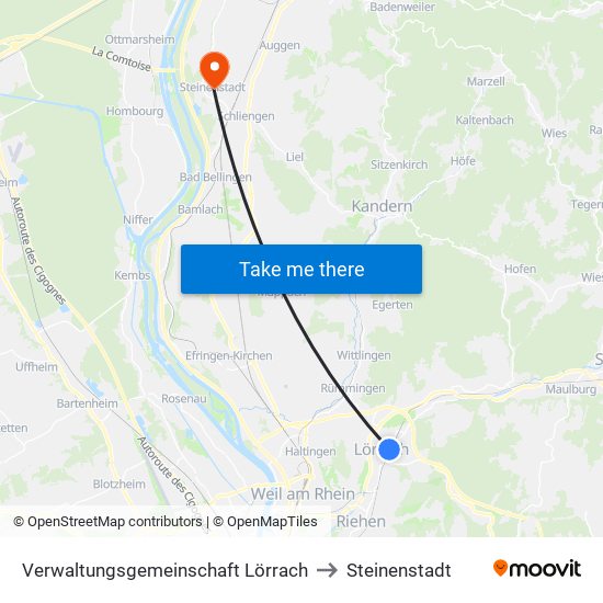 Verwaltungsgemeinschaft Lörrach to Steinenstadt map