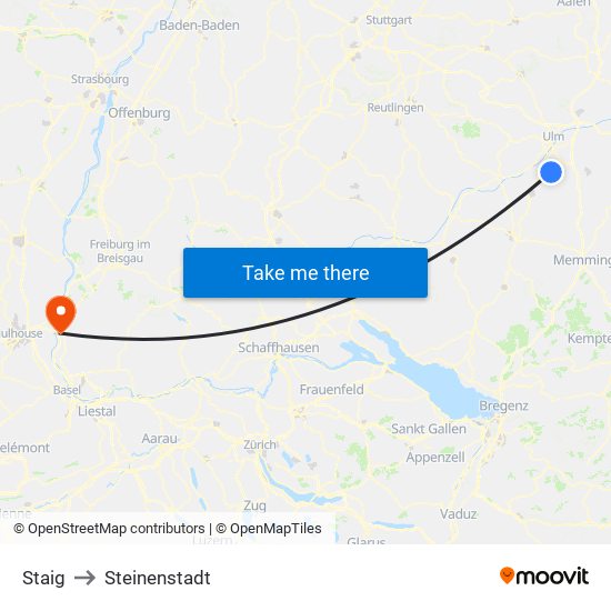 Staig to Steinenstadt map