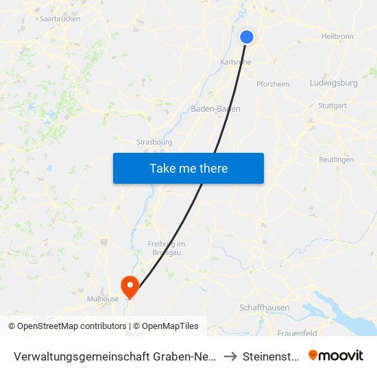 Verwaltungsgemeinschaft Graben-Neudorf to Steinenstadt map