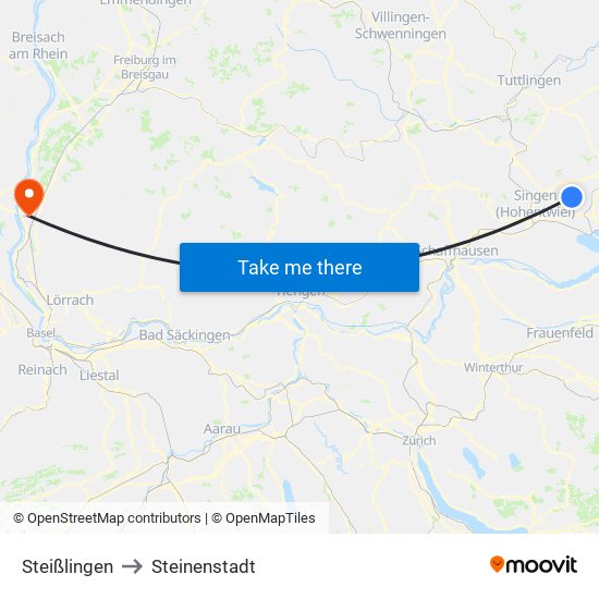 Steißlingen to Steinenstadt map