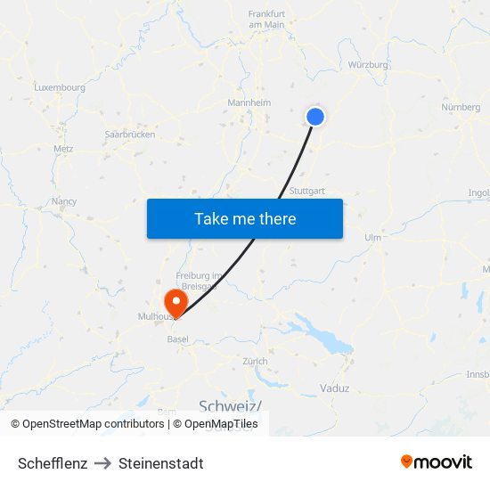 Schefflenz to Steinenstadt map