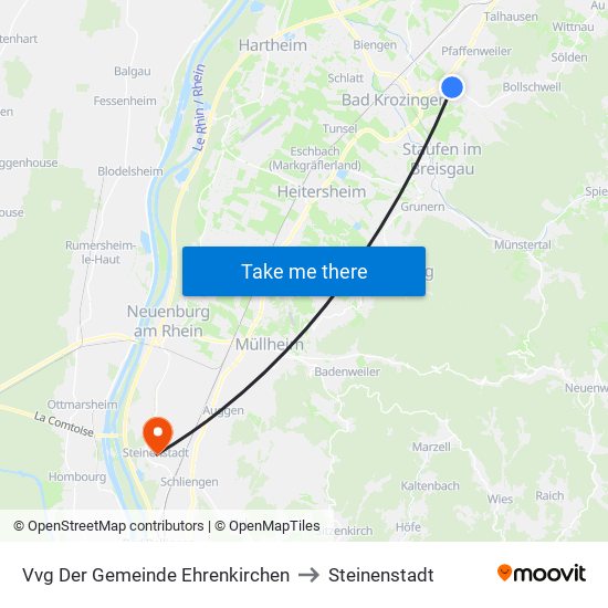 Vvg Der Gemeinde Ehrenkirchen to Steinenstadt map