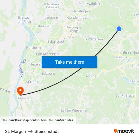 St. Märgen to Steinenstadt map