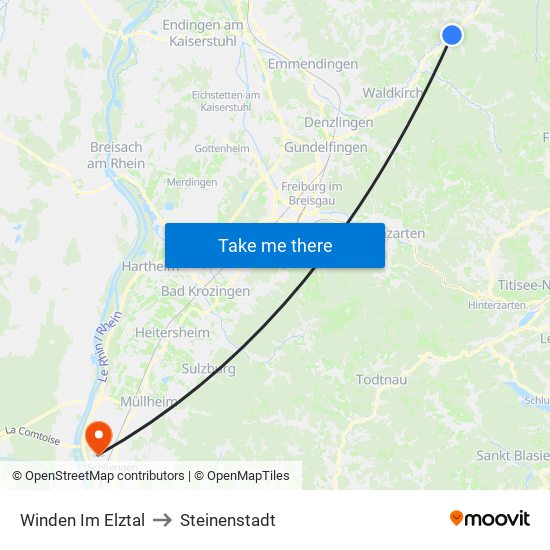 Winden Im Elztal to Steinenstadt map