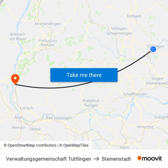 Verwaltungsgemeinschaft Tuttlingen to Steinenstadt map