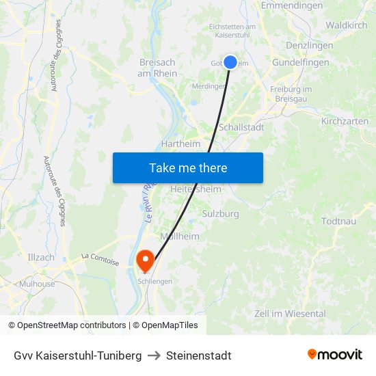 Gvv Kaiserstuhl-Tuniberg to Steinenstadt map