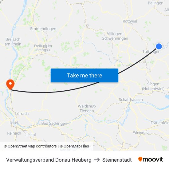 Verwaltungsverband Donau-Heuberg to Steinenstadt map