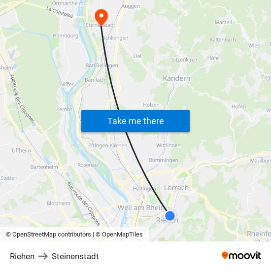 Riehen to Steinenstadt map