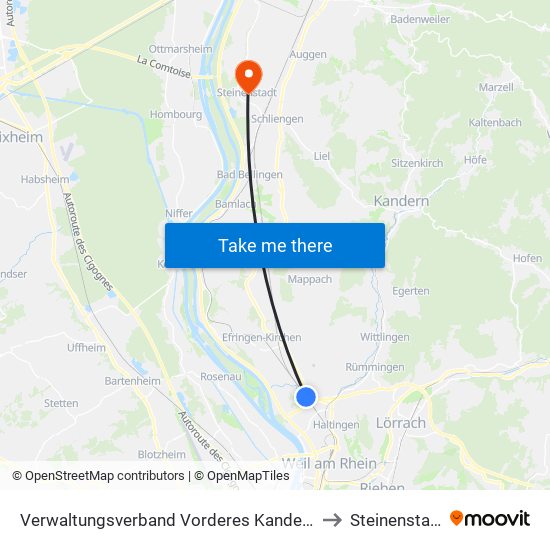 Verwaltungsverband Vorderes Kandertal to Steinenstadt map