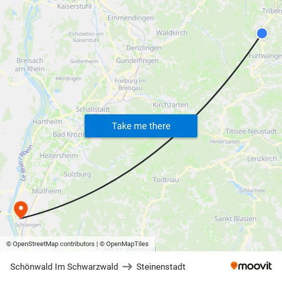 Schönwald Im Schwarzwald to Steinenstadt map