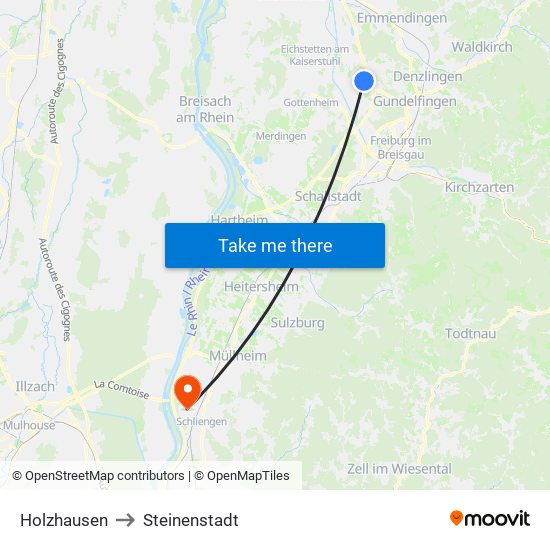 Holzhausen to Steinenstadt map