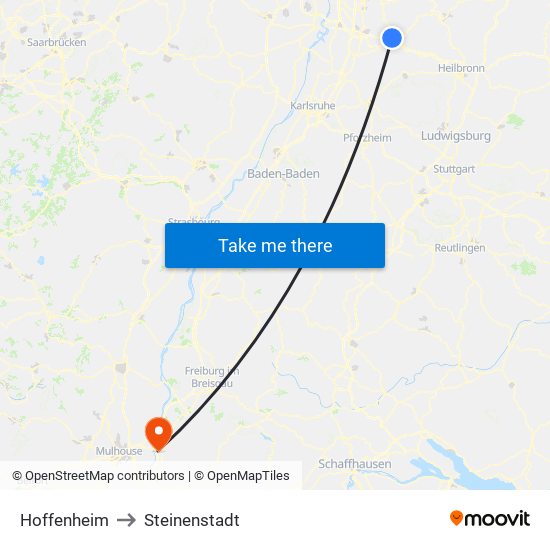 Hoffenheim to Steinenstadt map