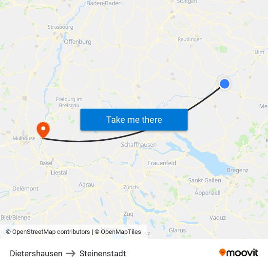 Dietershausen to Steinenstadt map