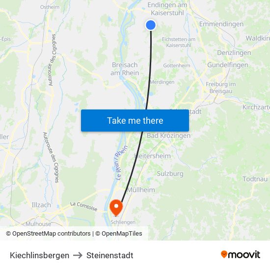 Kiechlinsbergen to Steinenstadt map
