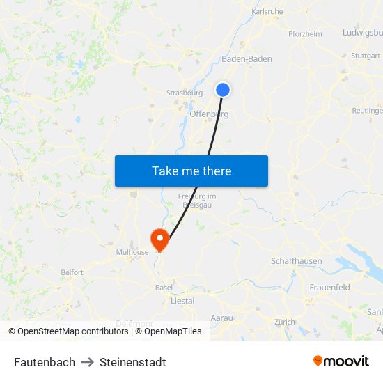 Fautenbach to Steinenstadt map