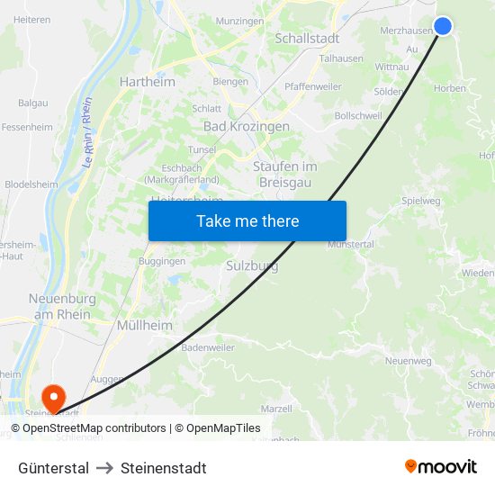 Günterstal to Steinenstadt map