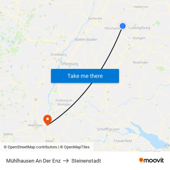 Mühlhausen An Der Enz to Steinenstadt map