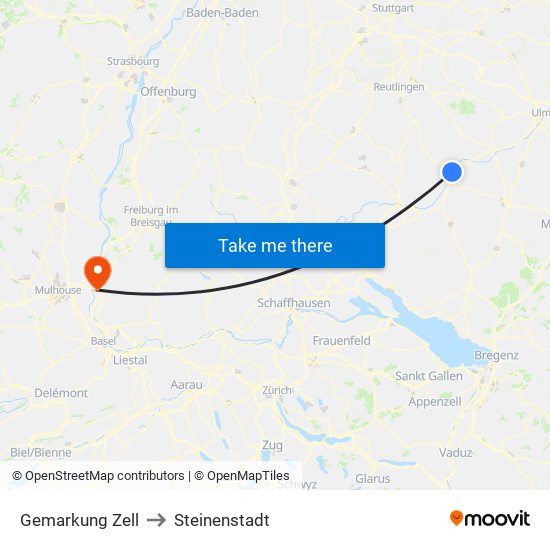 Gemarkung Zell to Steinenstadt map