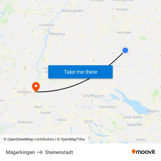 Mägerkingen to Steinenstadt map