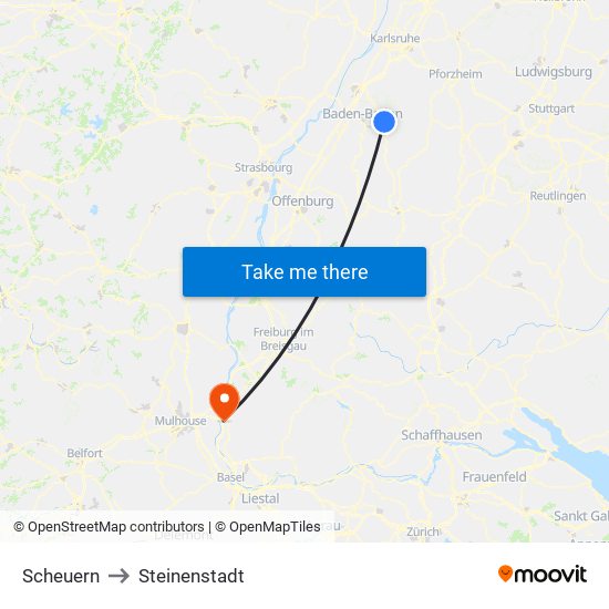 Scheuern to Steinenstadt map