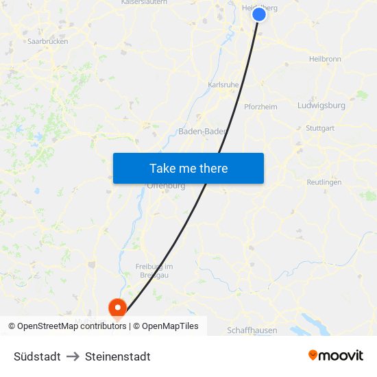 Südstadt to Steinenstadt map