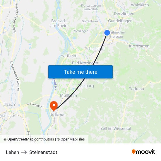 Lehen to Steinenstadt map