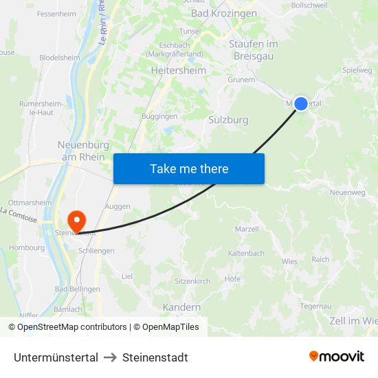 Untermünstertal to Steinenstadt map