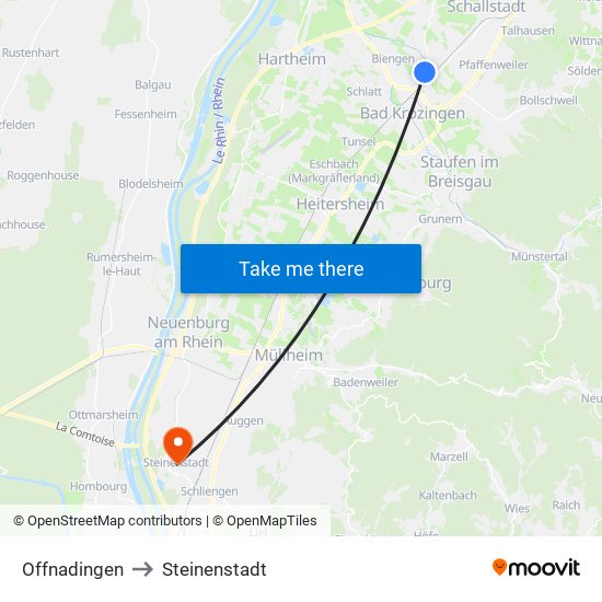 Offnadingen to Steinenstadt map