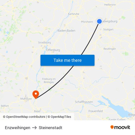 Enzweihingen to Steinenstadt map