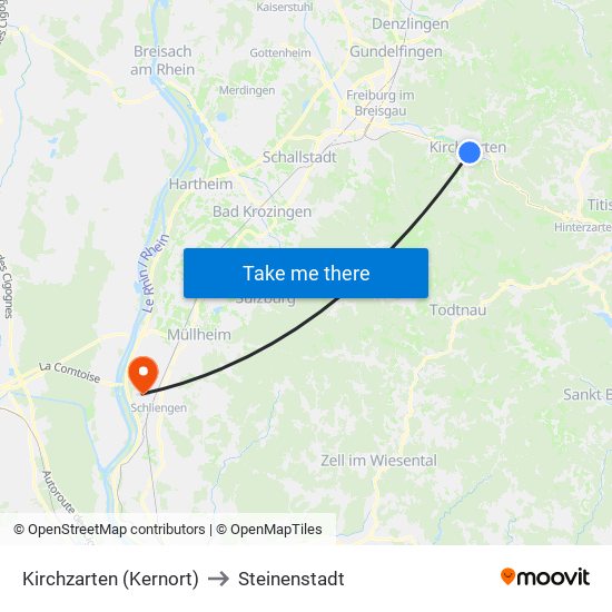 Kirchzarten (Kernort) to Steinenstadt map
