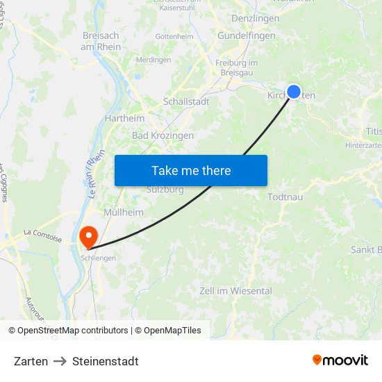 Zarten to Steinenstadt map
