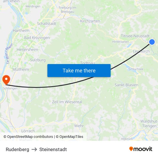 Rudenberg to Steinenstadt map